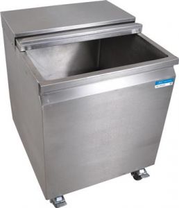 Stainless Steel Mobile Ice Bin W/ Lid 24" X 22" X 29"