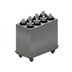 Stainless Steel Mobile Cup Dispenser, Includes 8 Dispenser, 17.5" X 33" X 31"