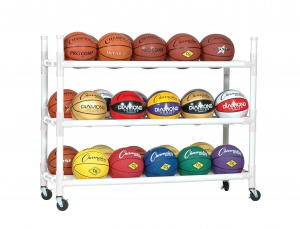 30 Basketball Heavy-duty Cart,white,55inchl X 19inchw X 45inchh