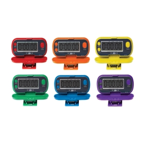 Digital Pedometer Set Of 6,set Of Six: One Of Each In Red, Orange, Yellow, Blue, Green And Purple