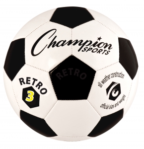 Retro Soccer Ball Size 3,black/white