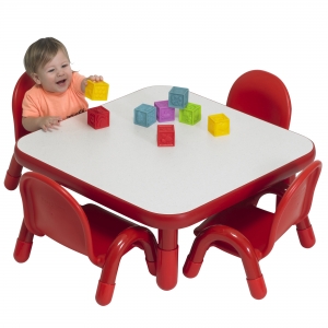 Baseline Toddler 30" Square Table & Chair Set - Solid Candy Apple Red