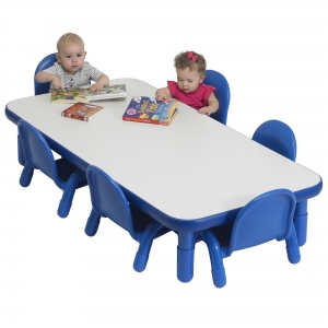 Baseline Toddler 60" X 30" Rectangular Table & Chair Set - Solid Royal Blue