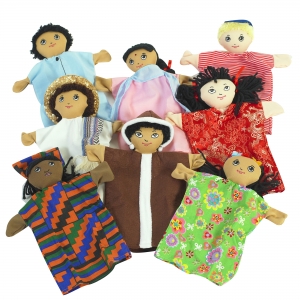 Multi-cultural 9" Hand Puppets - Set Of 8