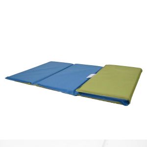 1" Angels 4 Section Folding Rest Nap Mat - Fog Blue/Sand