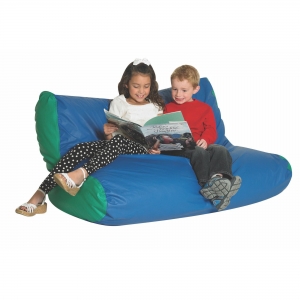 School Age Double High Back Lounger - Blue/green