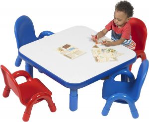 Baseline Toddler Table & Chair Set 30 Square X 12 Table + 4 Chairs  Royal Blue