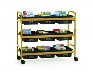 Bamboo Book Browser Cart With 100 Percent Post Consumer Recycled Tub Pack