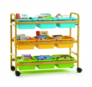 Bamboo Book Browser Cart With Vibrant Cool Tub Combo