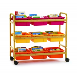 Bamboo Book Browser Cart With Vibrant Warm Tub Combo