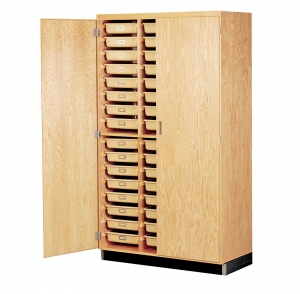 Tote Tray Cabinet, 48"w X 22"d X 84"h, Oak