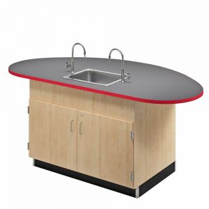 Axis Workstation, Double Door Sink Unit, Locking Doors, Loose Subbase, Toekick On Front Edge,, 1.25 Inch Plam Tops, 34in H