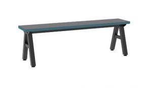 A-frame Bench, Metal Frame, Frame Color-black, 18in High X 58in Wide X 12in Deep, 1.25 Plam Top, Black,on Glide Levelers.