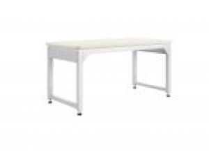 Fablab Workbench, Adjustable Metal Table,almond Plastic Laminate Work Surface, Adjustable Height From 251/2h351/2h