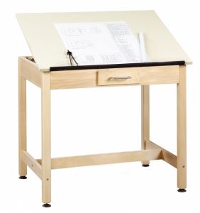 Drawing Science Lab Table With 1 Piece Top And Small Drawer, Almond Plastic Laminate Top, 36"w X 24"d X 30"h