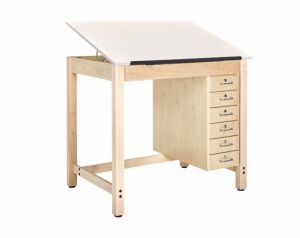 Drawing Science Lab Table With 1 Piece Top And 6 Drawers, Almond Plastic Laminate Top, 42"w X 30"d X 39-3/4"h