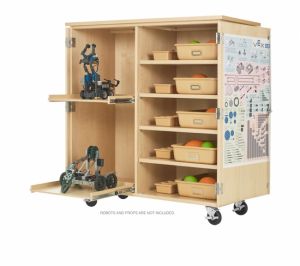 Mobile Robotic Storage Cabinet, Robot Compartment Storage Maple, 50"W x 24"D x 53"H