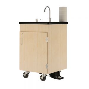 Mobile Hand Wash Station Foot Pump - Single, Maple 24w X 24d X 36h