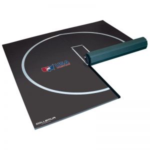 FLEXl-Connect Wrestling Mat with circle & starting marks Smooth Surface 10'X10'x1.25" Black