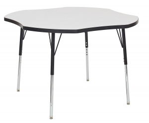 48" X 48" Clover Dry-erase Activity Table With Adjustable Standard Swivel Glide Legs - White/black