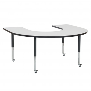 60" X 66" Horseshoe Dry-erase Activity Table With Adjustable Super Legs - White/black