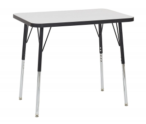 24" X 36" Rectangle Dry-erase Activity Table With Adjustable Standard Swivel Glide Legs - White/black
