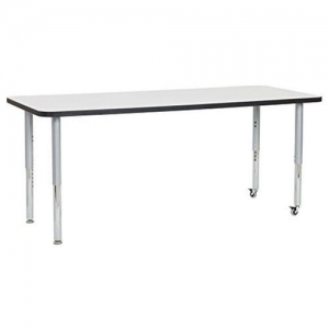 30" X 72" Rectangle Dry-erase Activity Table With Adjustable Super Legs - White/black