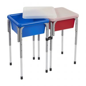 2 Station Square Sand and Water Table with Lids - Blue/Red