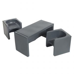 Tri-Me Multipurpose Table and Chairs 3-Piece Set - Dark Grey