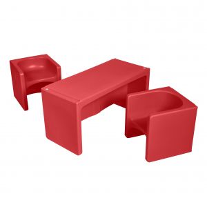 Tri-Me Multipurpose Table and Chairs 3-Piece Set - Red