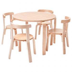 Bentwood Table and Curved Back Chair Set, 5-Piece - Natural