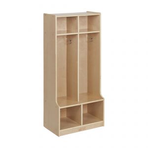 2-Section Coat Locker with Bench - Natural
