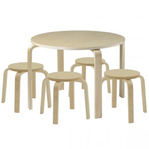 Bentwood Table and Stools Set - Natural