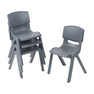 14in Plastic School Stack Chair 4-Pack - Grey