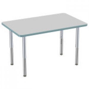 30" X 48" Rectangle Contour Activity Table With Adjustable Super Legs - Gray/seafoam/silver