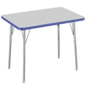 24" X 36" Rectangle T-mold Activity Table With Adjustable Standard Swivel Glide Legs - Gray/blue/silver