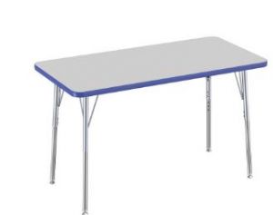 24" X 48" Rectangle T-mold Activity Table With Adjustable Standard Swivel Glide Legs - Gray/blue/silver