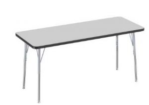 24" X 60" Rectangle T-mold Activity Table With Adjustable Standard Swivel Glide Legs - Gray/black/silver