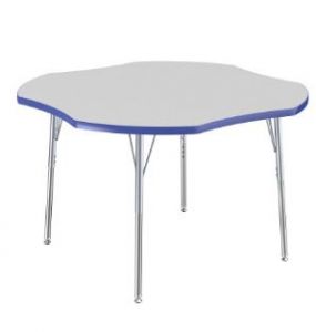 48" X 48" Clover T-mold Activity Table With Adjustable Standard Swivel Glide Legs - Gray/blue/silver