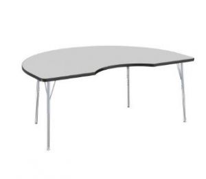 48" X 72" Kidney T-mold Activity Table With Adjustable Standard Swivel Glide Legs - Gray/black/silver