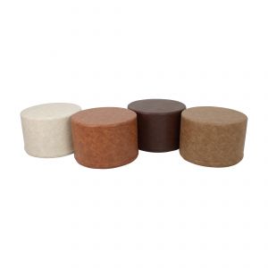 Rustic 18" Round Ottoman 12" Height, 4-Piece - Distressed Assorted