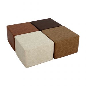 Rustic 18" Square Ottoman 12" Height, 4-Piece - Distressed Assorted