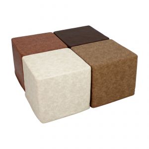 Rustic 18" Square Ottoman 16" Height, 4-Piece - Distressed Assorted