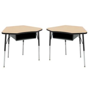 24" X 36" Petal Book Box Desk With Adjustable Standard Swivel Glide Legs, 2-pack - Maple/black