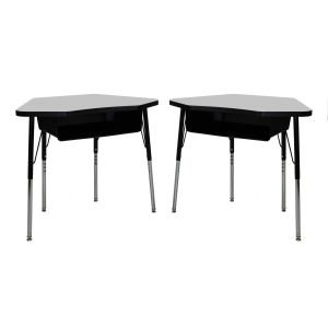 24" X 36" Petal Book Box Desk With Adjustable Standard Swivel Glide Legs, 2-pack - Gray/black