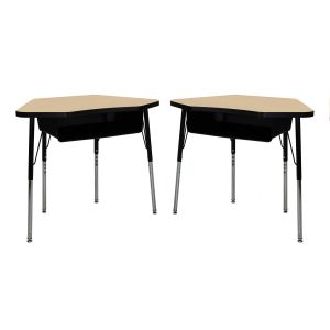 24" X 36" Petal Book Box Desk With Adjustable Standard Swivel Glide Legs, 2-pack - Maple/black