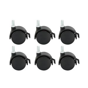 Locking Casters for Upholstered Seating, 6-Pack - Black