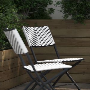 2pk Black/white Folding Chairs