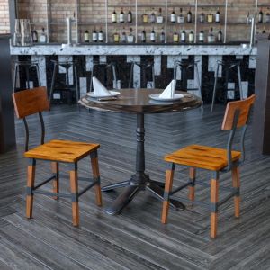 Jackson 2 Pack Rustic Antique Walnut Industrial Wood Dining Chair