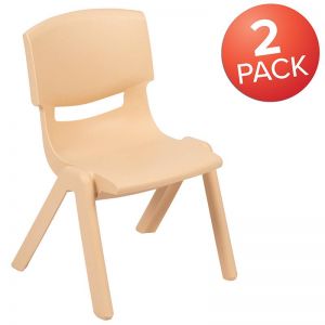 Whitney 2 Pack Natural Plastic Stackable School Chair With 12" Seat Height